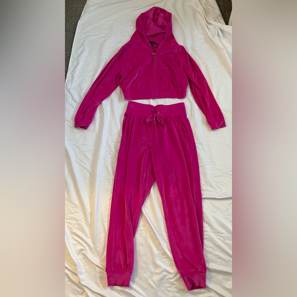 Victoria's Secret Fuchsia Velour Jogger Set